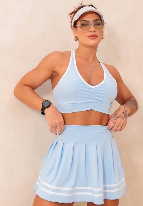 Conjunto Premium Fitness Top + Saia Short Beach Tennis
